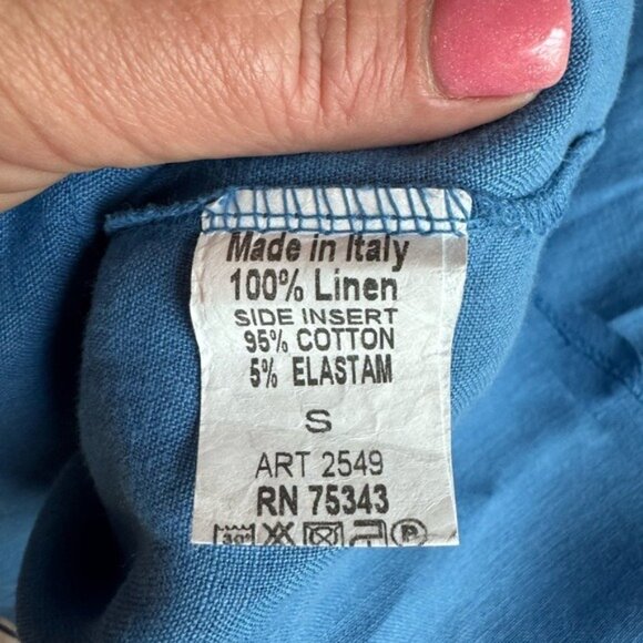 Terzo Millennio Linen Dress Small Made in Italy Beachy Lagenlook Coastal Lagom - Picture 5 of 8